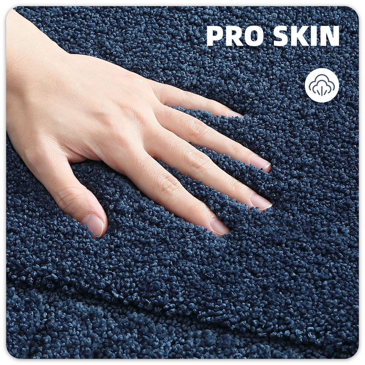 PABUBE Bathroom Rugs 24"x36", Absorbent Bath Mats Rugs for Bathroom Floor Non Slip Non Skid, Soft Shag Microfiber Machine Washable Shower Bath Mat for Bathroom Decor, Blue