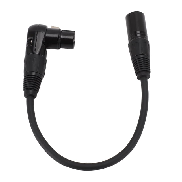 XLR Microphone Extension Cable Adapter, 90 XLR Female to Straight XLR Male Cable with Self Locking Design, PVC 3 Pin Mic Connector for Speaker