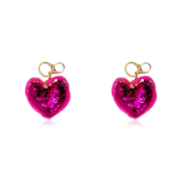 Matsuzay LLavero de corazón llavero exquisito colgante colgantes bolsa accesorios de decoración llavero de lentejuelas para regalo Rosa roja 2piezas Matsuzay CBP263886