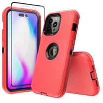 Xhy iPhone 14 Pro Max Case with Screen Protector Military Grade Heavy Duty Protection 3 in 1 Shockproof Armor Rugged Durable Detachable for iPhone 14 Pro Max 6.7 inch 2022 Phone - Red Black