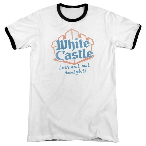 White Castle Lets Eat Adult Ringer T-Shirt White Black