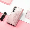thumbnail image 6 of Allytech Galaxy S23 FE Wallet Case with Hand Wrist, Flip Mandala Embossed Slim Fit Card Slots Kickstand Shockproof Wallet Case Cover for Samsung Galaxy S23 FE - Rosegold, 6 of 9