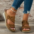 thumbnail image 2 of Siilsaa Platform Sandals for Women Wedge Sandals for Women Casual Summer Slide Platform Sandals Brown,7.5, 2 of 5