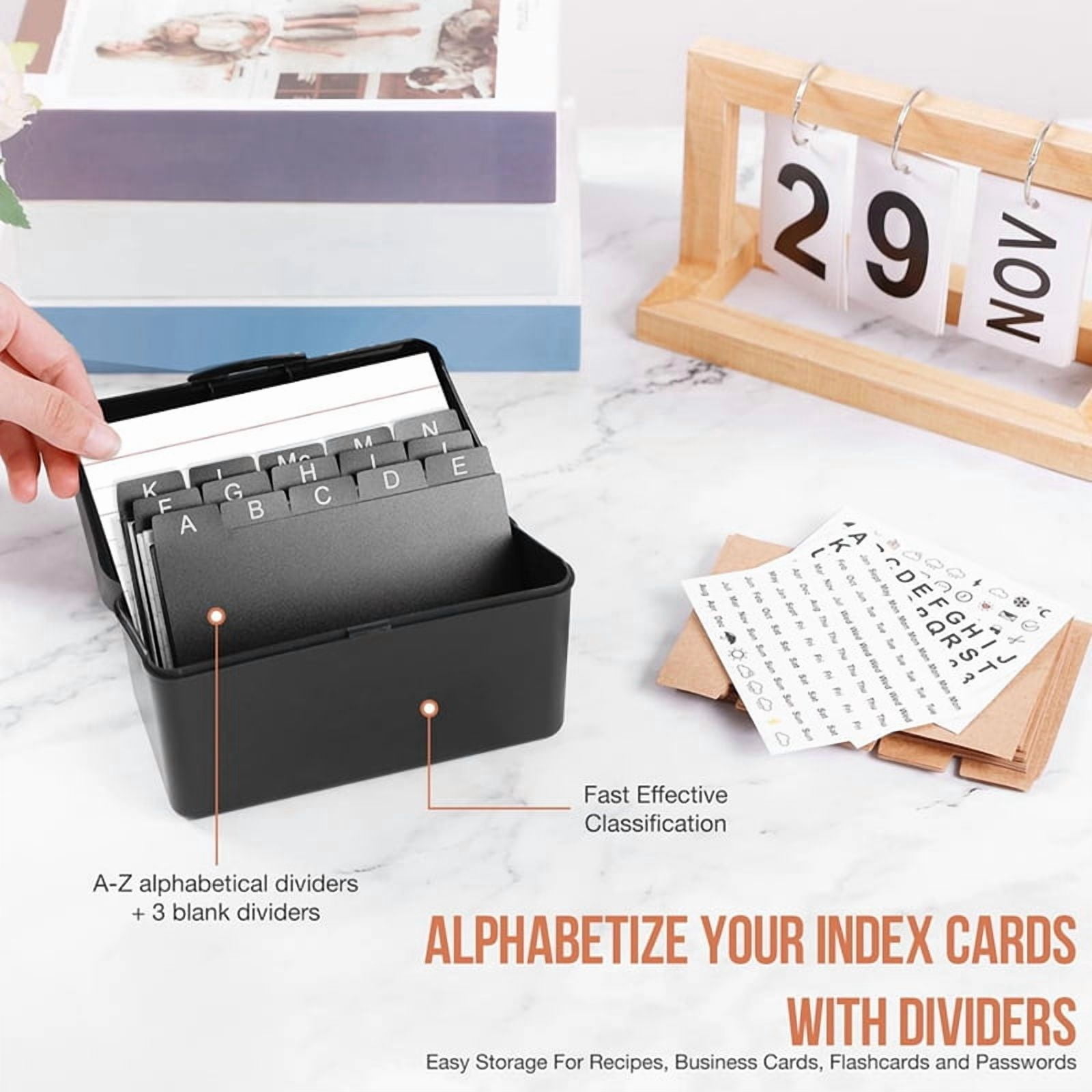 2 Set 3inchx5inch Index Card Holder with Lock, Index Card Box Organizer Storage with , for Home Recipes Address