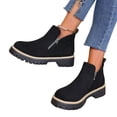 thumbnail image 5 of EKVAHL Orthopedic Platform Chelsea Booties for Women, Lug Sole Arch Support Slip On Short Boots, Side Zipper Retro Daily Outdoor Walking Boots Black, 5 of 6