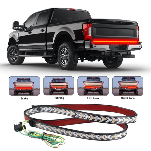 Barra De Luz De Puerta Trasera Ámbar Rojo Función Completa Led Luz De Señal De Giro Impermeable Luces De Advertencia De Tráfico Para Camioneta Remolque Coche