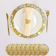 thumbnail image 5 of 10 Pcs Gold Placemats with 2 Pcs Silverware Set, Disposable Round Table Mat 3.9 Inch Foil Mesh Pressed Foil Paper Placemat Tablecloths Table Runner for Party Wedding Home Dinners Table Decor, 5 of 8