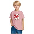 thumbnail image 4 of FamilyThread Toddler Girls Boys Summer Short Sleeve Cotton T-Shirt Bowknot Print Tops Crew Neck Casual Daily Shirt For 3-9Y, 4 of 5