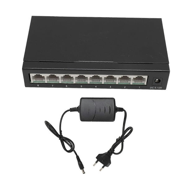 8-Port 100Mbps Fast Ethernet Switch, Desktop Ethernet Splitter, Fanless, Silent, Unmanaged, Home Network Hub, EU Plug 100-240V