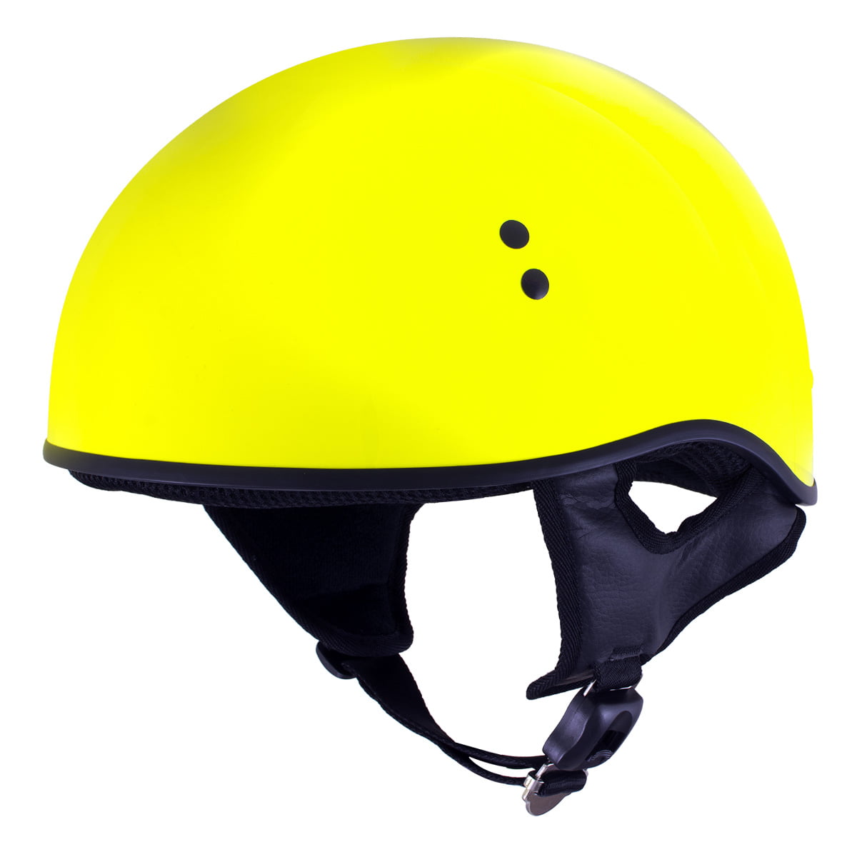 Outlaw T68 The O.G Hi-Vis Yellow Advanced Motorcycle Skull Cap Half DOT Helmet Small 
