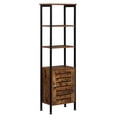 thumbnail image 6 of Tall Cabinet, 4-Tier Storage Cabinet with Door and Inside Adjustable Shelf, Steel Frame, Space-Saving, for Living Room, Entryway, Kitchen, Industrial, Rustic Brown, 6 of 8