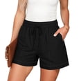 thumbnail image 5 of Women's Casual Shorts Comfy Elastic Waist Lightweight Summer Wide Leg Comfy Trendy Shorts with Pockets by Yigetop Black XL, 5 of 7