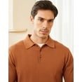 thumbnail image 4 of Kallspin Men's Cotton Knit Polo Sweater Business Casual Long Sleeve Pullover Sweater(Caramel,3X-Large), 4 of 9