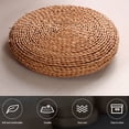 thumbnail image 2 of Round Straw Cushion Yoga Meditation Cushion Silk Padding Floor Mat, 2 of 8