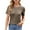 Khaki, variant on Dgankt Summer Tops for Women Women's New Short Sleeve Round Neck Solid Color Button Casual Fashion Blouse
