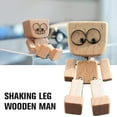 thumbnail image 4 of Shaking Wooden Man Figurine, Charming Little Wooden Figure That Sways, Handmade Shaking Feet Woodens Man with 12PCS Magnetic Expressions, Funny Wood Desktop, Car Dashboard Decor Gifts (Khaki), 4 of 7