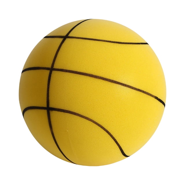 Yellow Silent Soft Foam Basketball For Indoor Kids Play With Mesh Bag And Frame Yellow
