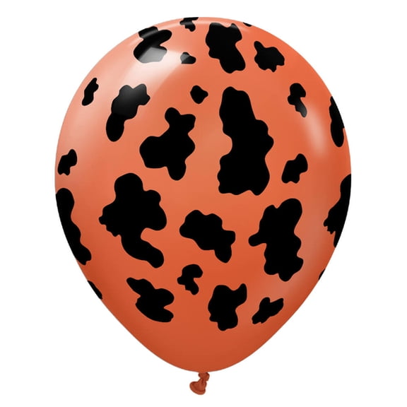 12 inch Kalisan Safari Cow - Rust Orange W/ Black Ink Latex Balloons (25 Pack) - Party Supplies Decorations