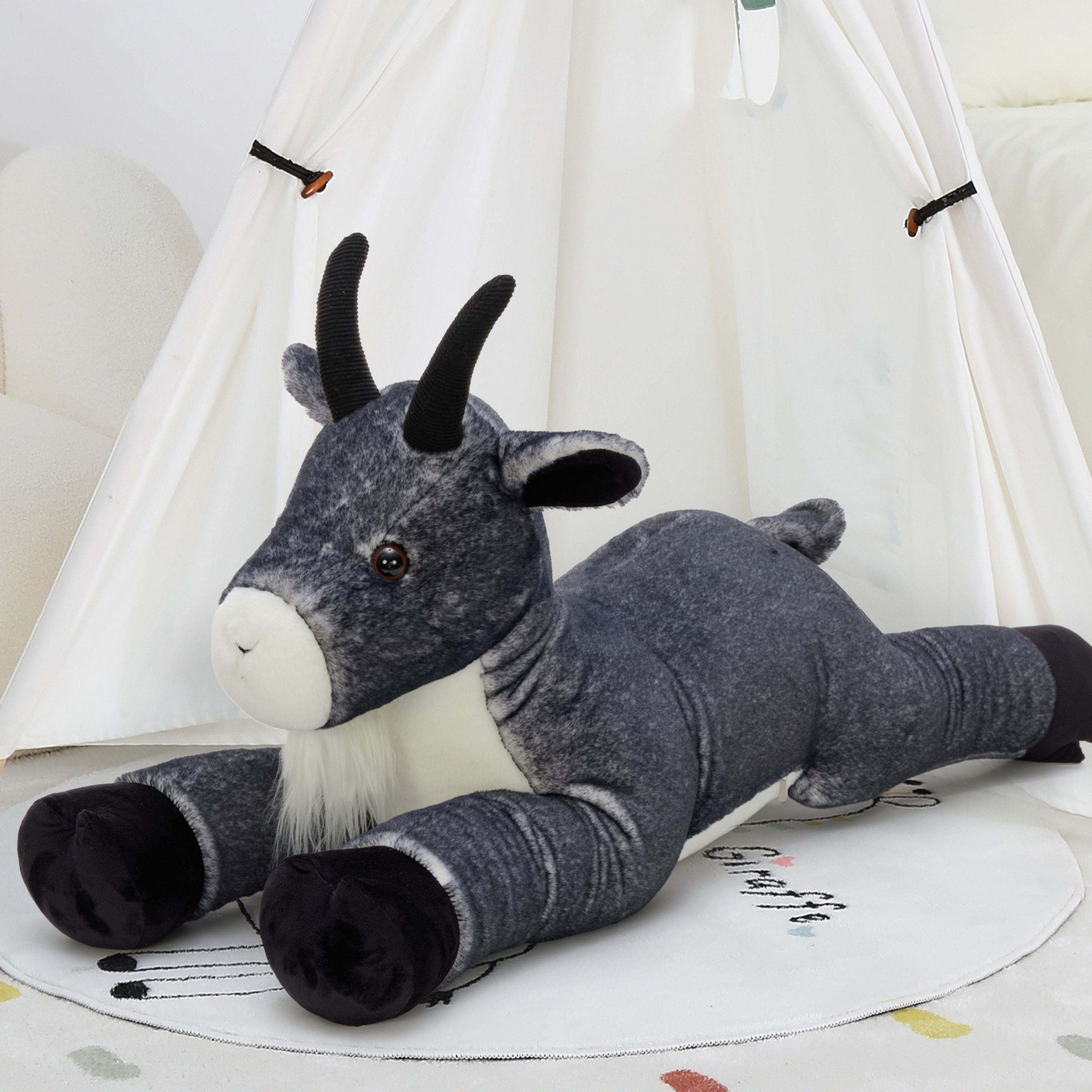 Muiteiur 39" Black Goat Stuffed Animal Soft Goat Plush Toy Body Pillow