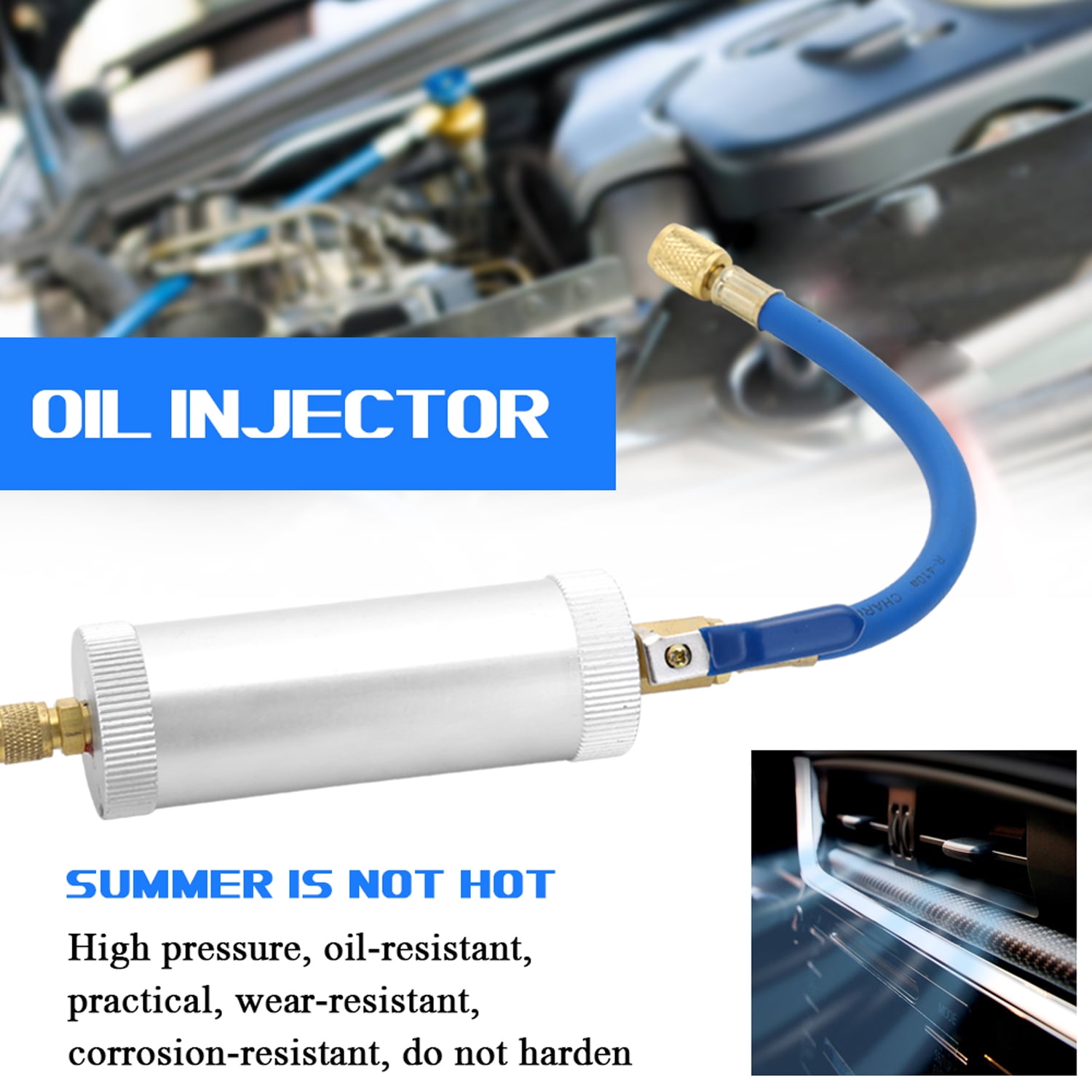Aibecy R12 R134A R22 Air Conditioning Car Oil Injection Dye Injection Tool 2 Ounce 1/4' Pure Liquid Oil Coolant Filler Tube Car Accessories