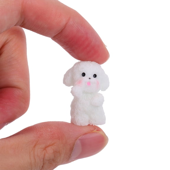 TABLZONE 18pcs Mini Resin White Dog Statues Desk Decor Set for Home Office Realistic Animal Figurines