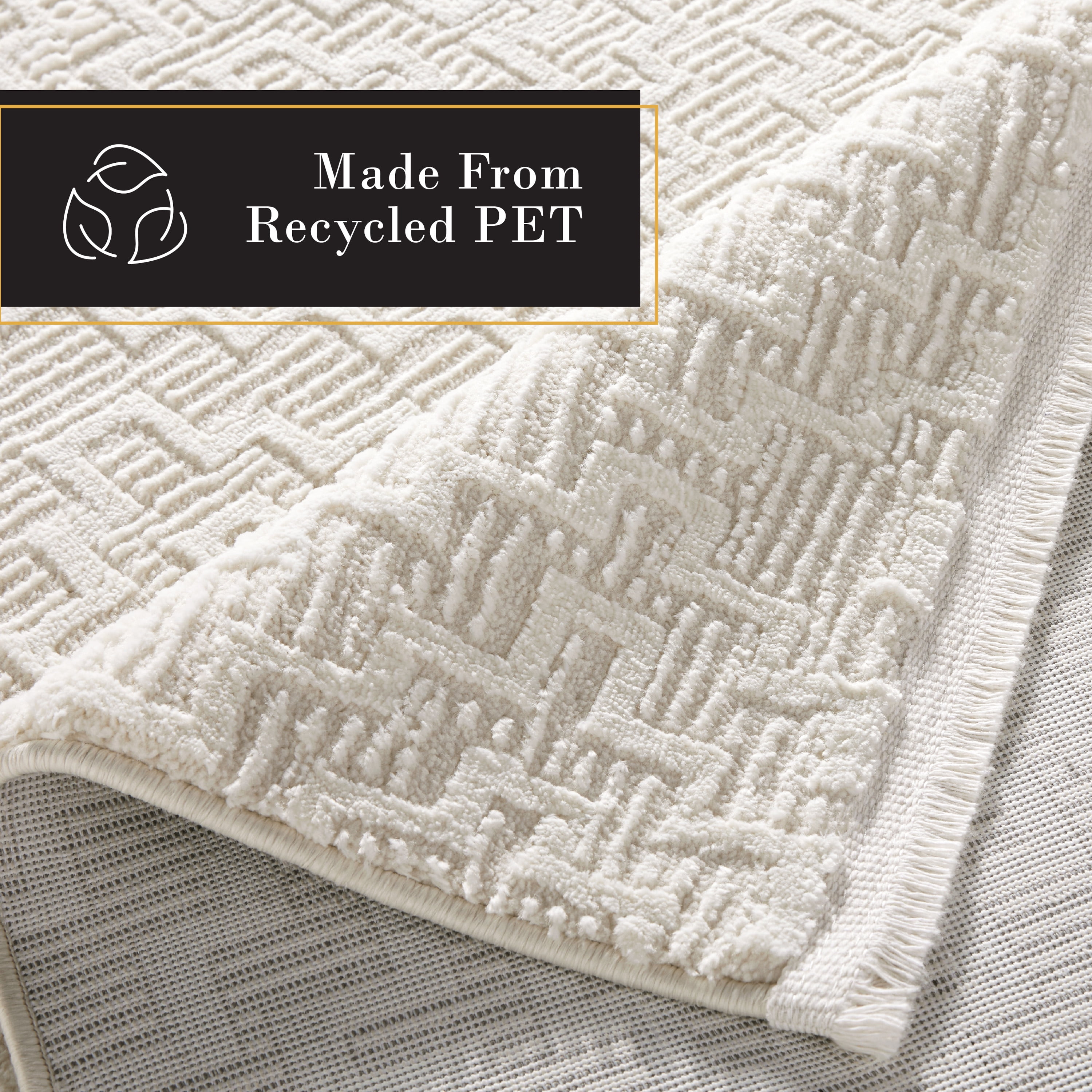 TOWN & COUNTRY LUXE Tretta Modern Geo Runner Area Rug with Plush High-Low Texture, Ivory, 1'9"x7'2"