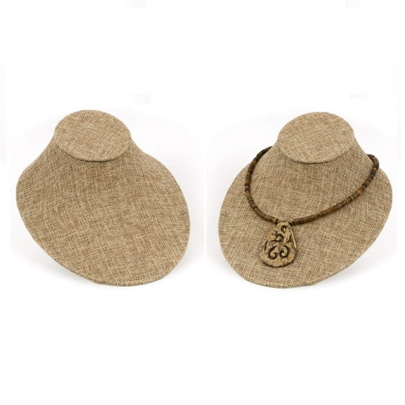 JewelrySupply Low Profile Necklace Display Bust Burlap (Pack of 2)