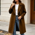 thumbnail image 4 of Vixolx Winter Peacoat for Women Fashion Notched Lapel Collar Double Breasted Woolen Coat with Side Pockets Solid Long Sleeve Overcoat, 4 of 9