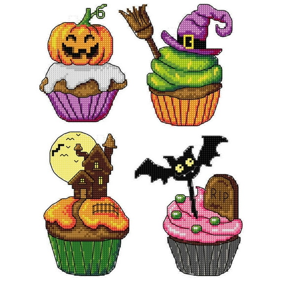 "Halloween Cupcakes" 175CS Counted Cross-Stitch Kit
