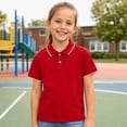 thumbnail image 6 of Boys Uniform Polo Shirts Short Sleeve Collared Back to School Clothes | Fall Winter Casual Slim Fit Athletic Tops, Tees & Shirts Button Up Golf Shirts Kids Outdoor Wear Red,5-6 Years, 6 of 7