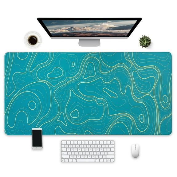 Topographic Design Mouse Pad, Turquoise & Gold
