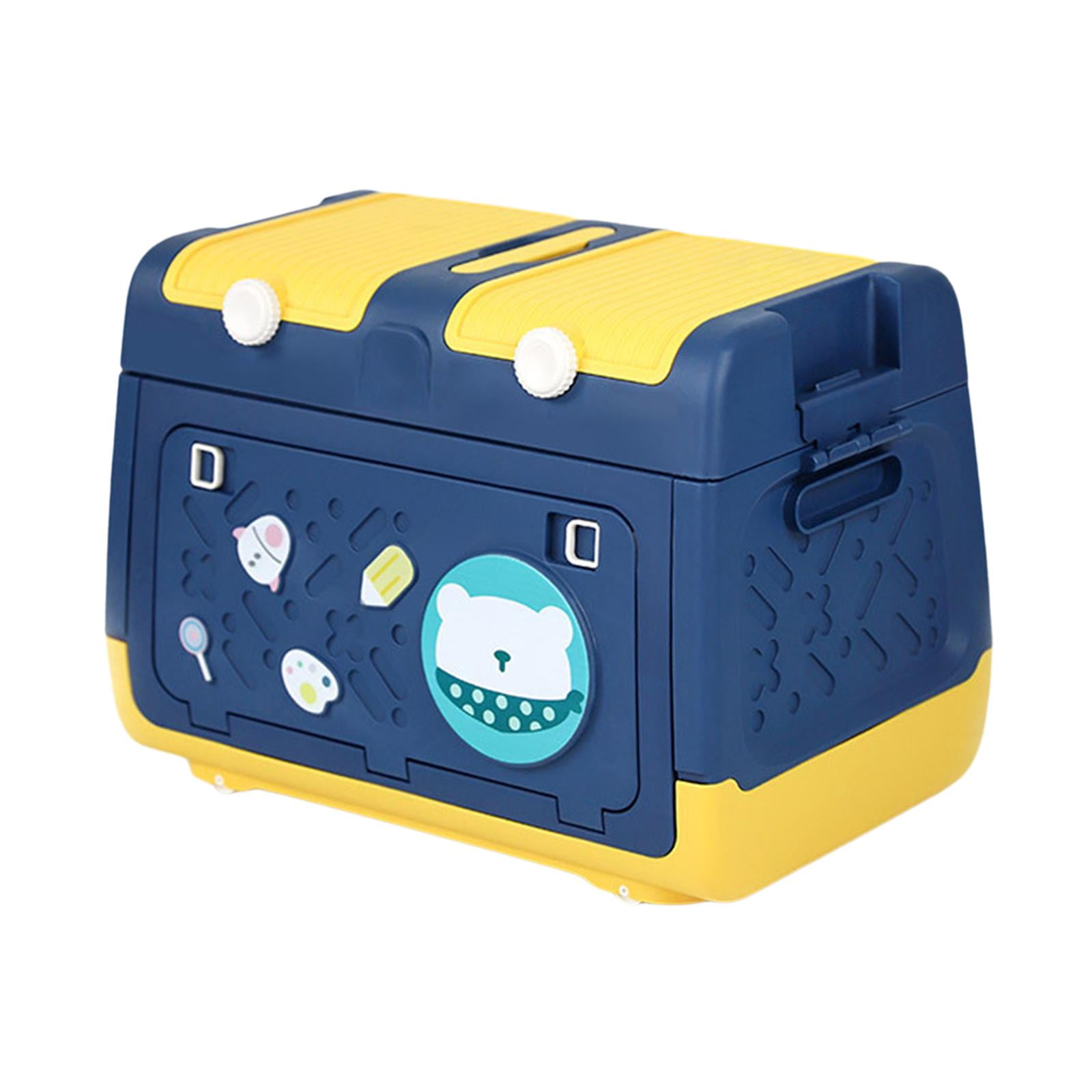 Fiocias Stackable Toy Storage Box with Wheels Organizer Bin Storage Case and Handles for Blue