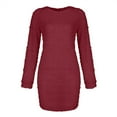 thumbnail image 4 of CALAFEBILA Winter Dresses Long Sleeve Solid Color Midi Sweater Dress Fleece Long Junior Dresses, 4 of 5
