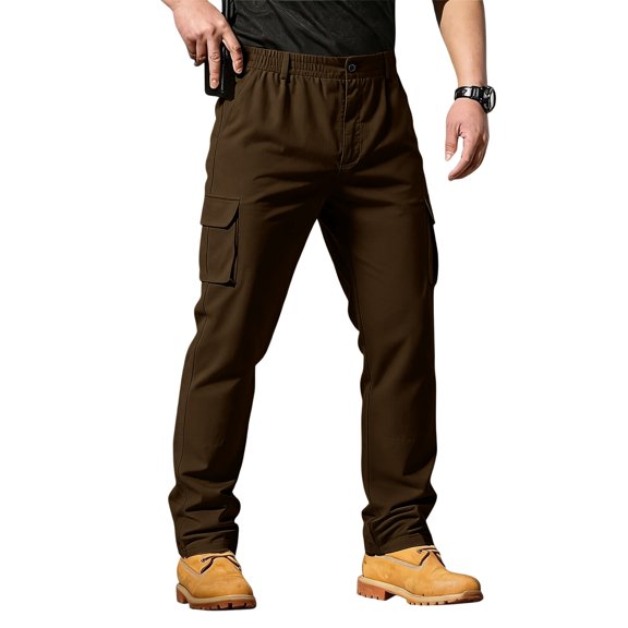 Yifymode Men Outdoor Cargo Pant Lightweight Tactical Pant Hiking Jogger Classic Fit Multi Pockets,Coffee XL