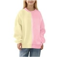 thumbnail image 2 of AUNVITO Kids Fleece Pullover Color Block Print Long Sleeve Crewneck Sweatshirt Cozy Winter Casual Top 2-14Y, 2 of 6