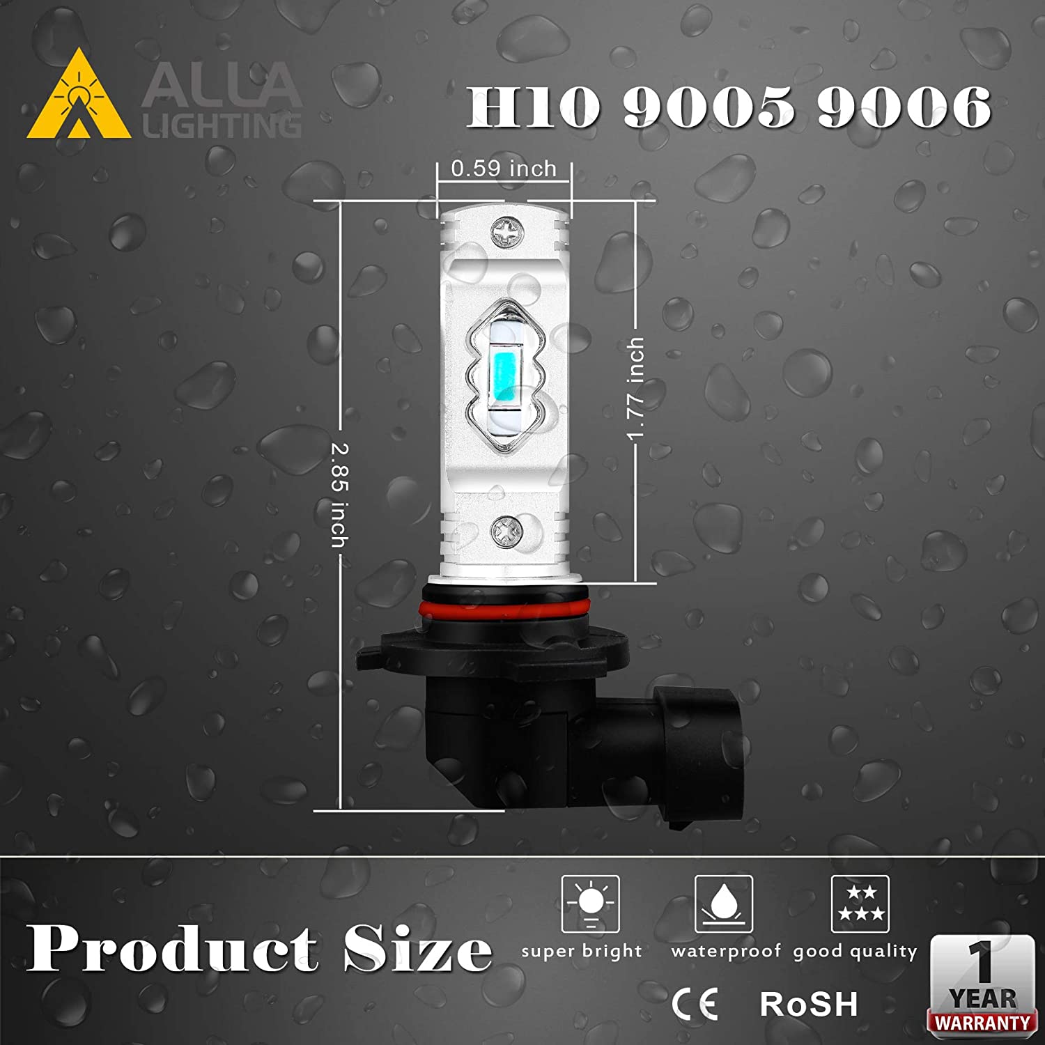 AUIMSOCO 2x 9006/HB4 LED Fog Light Bulbs – 8000K Cool White, IP68, 2200 Lumens
