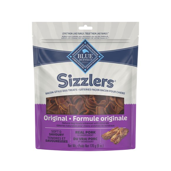 Gâteries pour chiens Blue Buffalo Sizzlers, saveur bacon avec du vrai porc, saveur originale, 6 oz.