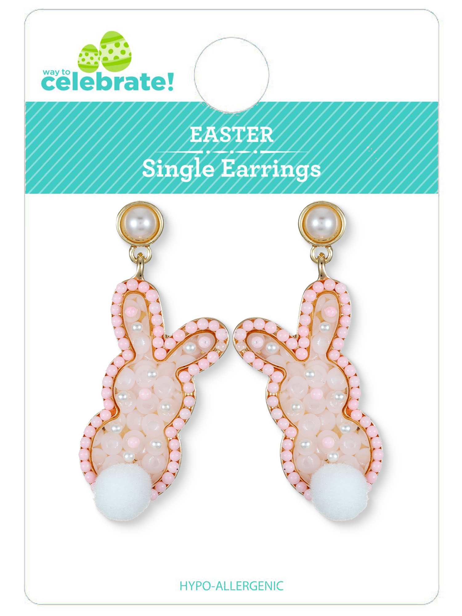 Way to Celebrate Easter Pink Bunny Glitter Earrings, 1 Pair