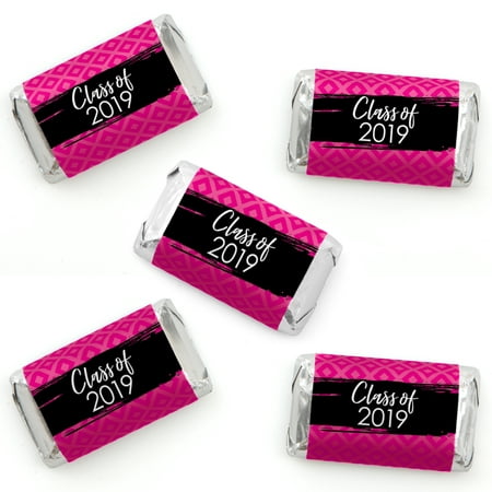 Pink Grad - Best is Yet to Come - Mini Candy Bar Wrapper Stickers - 2019 Pink Graduation Party Small Favors - 40