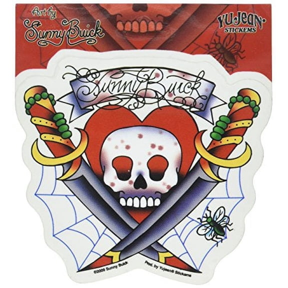 Sunny Buick - Spiderweb Skull - Sticker/Decal