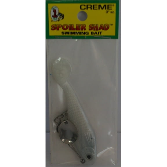 Creme 3" Spoiler Shad Swimming Bait, Pearl White