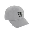 thumbnail image 2 of Daxton Low Profile Adjustable Baseball Dad Hat Cap Old English Font Alphabet A to Z, Light Grey Hat Black W, 2 of 4