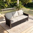 thumbnail image 2 of Joyside 75" Patio Metal Wicker Sofa, All-Weather Rattan Couch with Deep Seats, Washable Cushions & Steel Frame, 3-Seat Sofa for Garden, Beige/Brown, 2 of 7