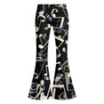 thumbnail image 5 of Pants for Girls 14-16 Flare Dress Pants Rock Guitar Music Note Print Flare Pants, High Waist Stretch Retro Bell Bottom Stage Performance Bootcut Trousers Back To School Clothes Multicolour, 5 of 5