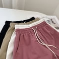 thumbnail image 4 of Pantalones cortos casuales Rimocy con cordón ajustable para mujer, pantalones cortos de cintura alta de color liso de verano 2023 para mujer, pantalones cortos rectos sueltos para mujer, 4 of 5