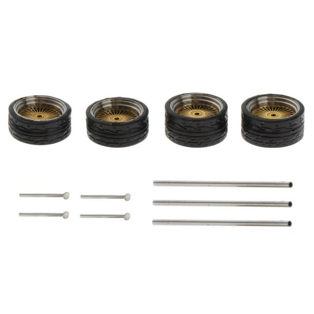 4 piezas 1:64 neumáticos de rueda de goma con piezas de repuesto hueco de 25 mm para coches , juguetes para B4 Yotijar Llanta de rueda de goma