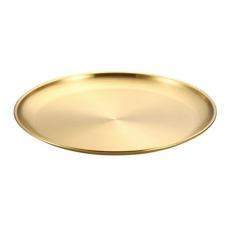 

Trayknick Anti-rust Round Plate Stainless Steel Dinner Plate Versatile Easy to Clean Round Serving Plate for Home Kitchen Bbq Party Camping
