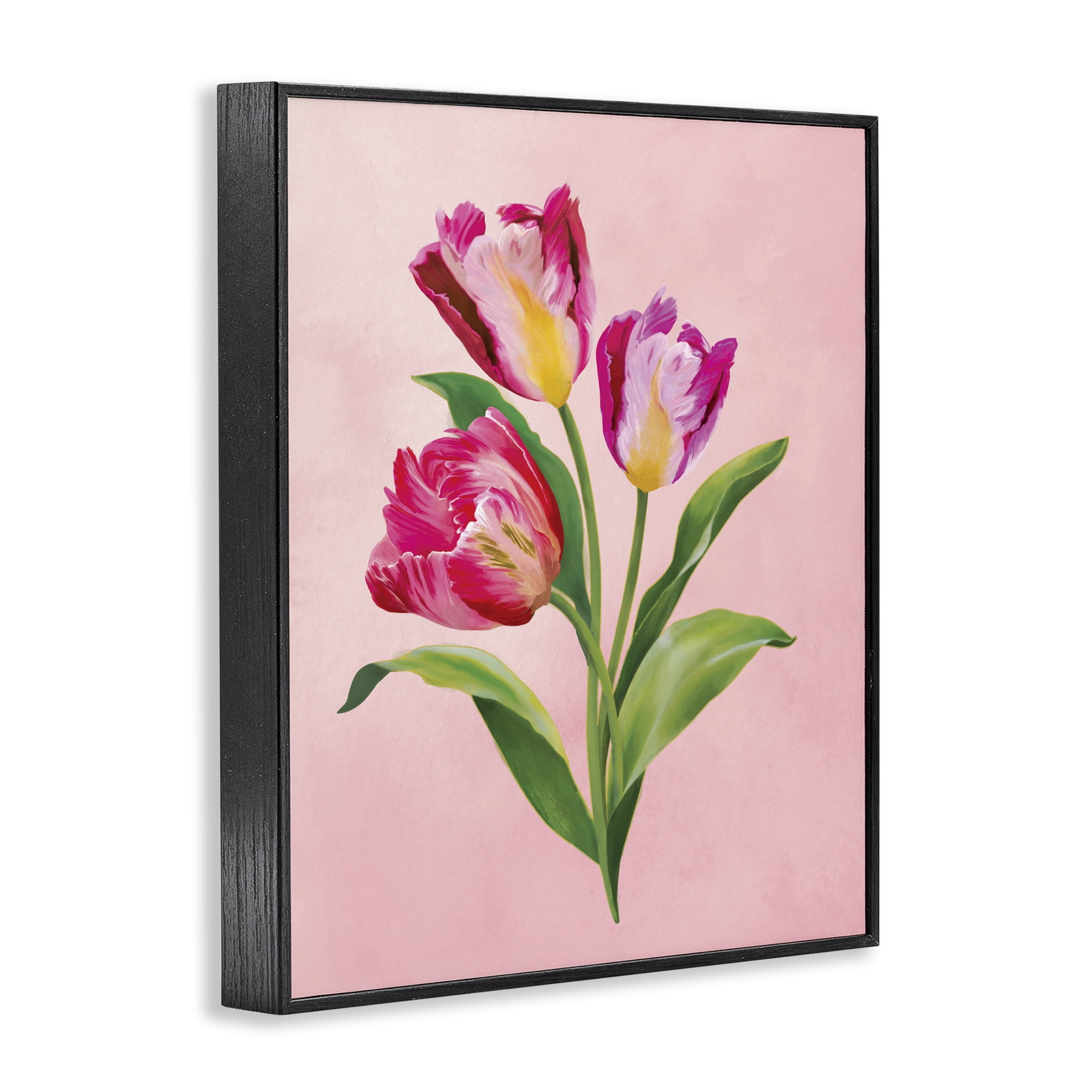 Stupell Industries Vibrant Magenta Tulips Black Framed Giclee Art, design by Diane Neukirch