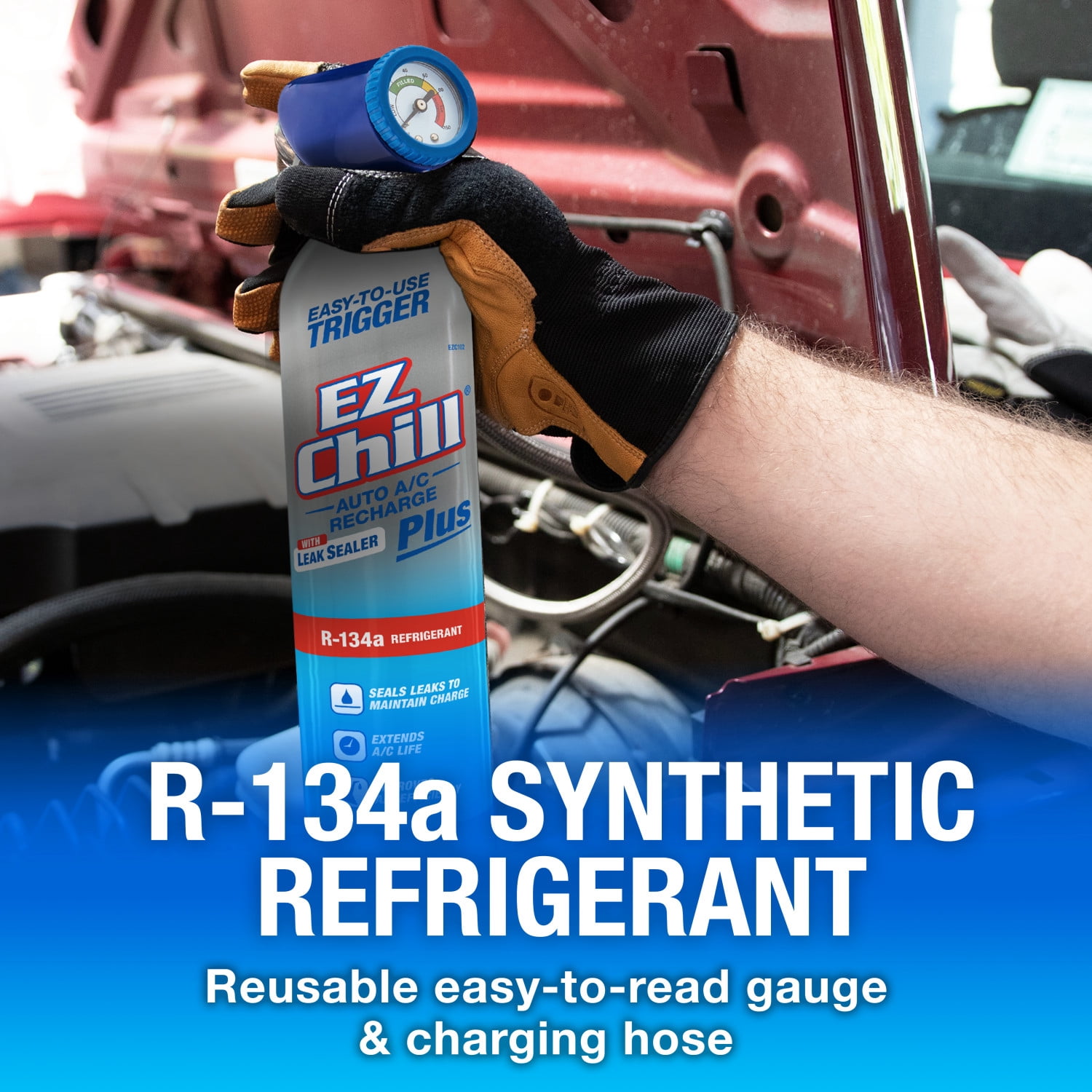 EZ Chill R-134a 16 oz Automotive AC Recharge Kit with Hose and Gauge
