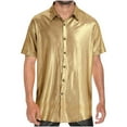 thumbnail image 1 of Playera Elvqul Hombre Oro Casual Manga Corta Elástica sin Estampado Solapa Botones, 1 of 8